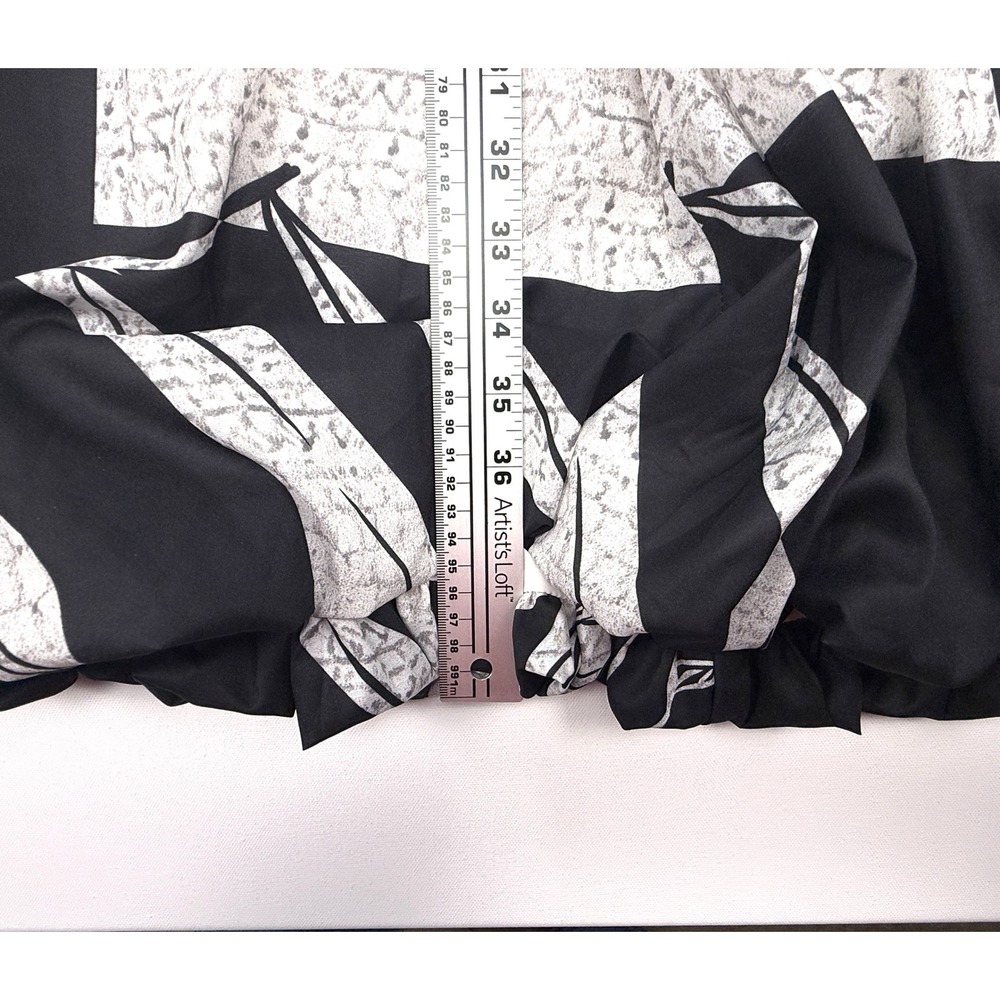 COMMENSE Maxi Skirt Womens Medium Black White Floral Side Zipper Bubble Hem 1799 - Picture 4 of 9